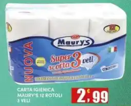 Maury's Carta igienica Maury's 3 veli offerta