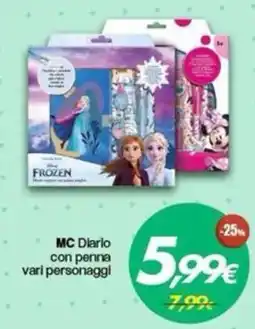 Franzy's MC Diario con penna vari personaggi offerta