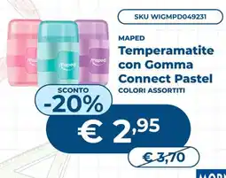 Mornati Paglia Maped Temperamatite con Gomma Connect Pastel offerta
