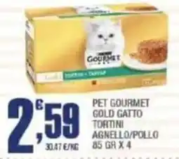 Splendidi e Splendenti Pet Gourmet Gold Gatto Tortini Agnello/Pollo offerta