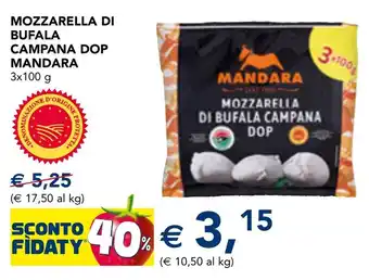 Esselunga Mozzarella di bufala campana dop mandara offerta