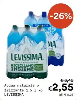 Borello Supermercati Acqua naturale o frizzante LEVISSIMA offerta