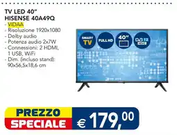 Esselunga TV LED 40" Hisense 40A49Q offerta