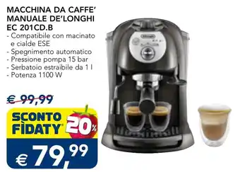 Macchina da caffè manuale De'Longhi EC 201CD.B