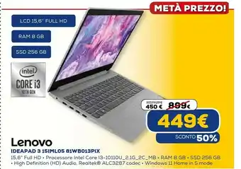 Euronics Ideapad 3 15iml05 81wb013pix offerta
