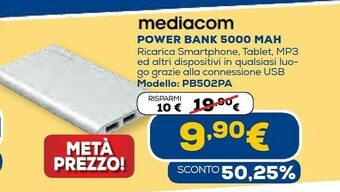 Euronics Power bank 5000 mah offerta
