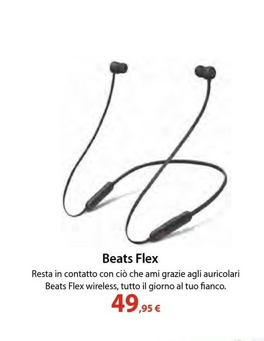 Apple beats flex auricolare wireless in-ear, passanuca bluetooth nero  offerta di Euronics
