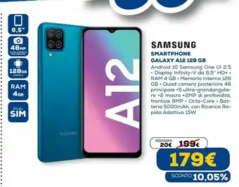 Euronics Galaxy a12 sm-a125f 16,5 cm (6.5") 4g usb tipo-c 4 gb 128 gb 5000 mah blu offerta
