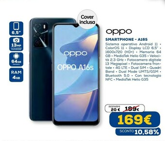 Euronics A16s 16,6 cm (6.52") doppia sim android 11 4g usb tipo-c 4 gb 64 gb 5000 mah nero offerta