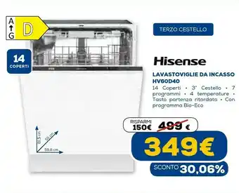 Euronics Lavastoviglie da incasso hv60d40 offerta