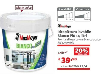 Bricocenter Idropittura lavabile bianco più 14 litri offerta