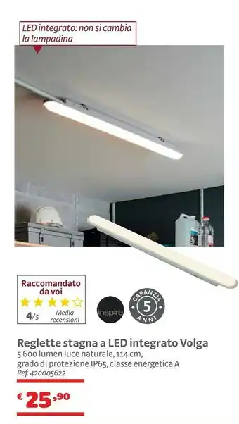 Bricocenter Inspire reglette stagna a led integrato volga offerta