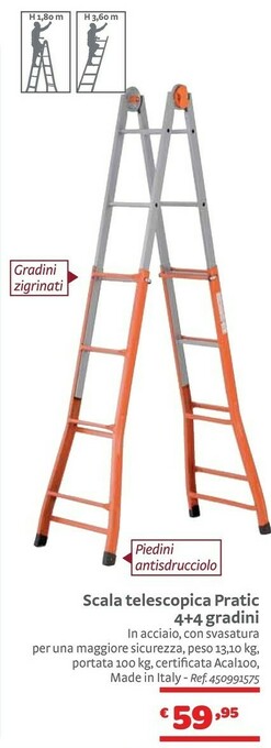 Bricocenter Scala telescopica pratic 4+4 gradini offerta