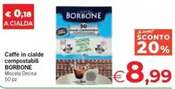 Eurospar Caffè in cialde compostabili Borbone offerta