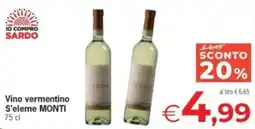 Eurospar Vino vermentino S'eleme MONTI offerta