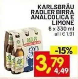 Centro Commerciale Discount Karlsbräu radler birra analcolica e limone offerta