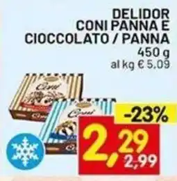 Centro Commerciale Discount Delidor coni panna e cioccolato offerta
