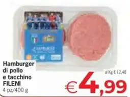 Eurospar Hamburger di pollo e tacchino Fileni offerta