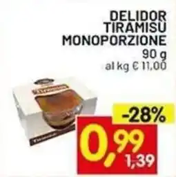 Centro Commerciale Discount Delidor tiramisu monoporzione offerta