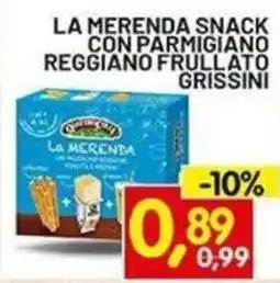 Centro Commerciale Discount La merenda snack con parmigiano reggiano frullato grissini offerta