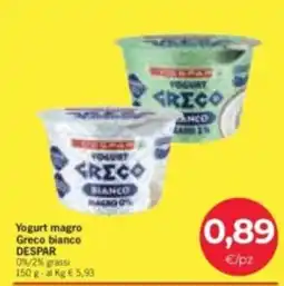 Eurospar Yogurt magro Greco bianco offerta