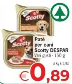 Eurospar Patè per cani Scotty DESPAR offerta