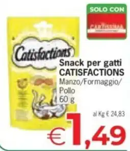 Eurospar Snack per gatti Catisfactions offerta