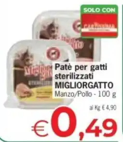 Eurospar Paté per gatti sterilizzati Migliorgatto offerta