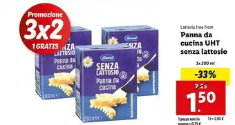 Lidl Latteria free from panna da cucina uht senza lattosio offerta