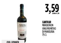 Carico Cash & Carry Cantolio Mandonion Vino Primitivo di Manduria offerta
