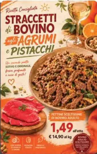 Straccetti di bovino agli agrumi e pistacchi