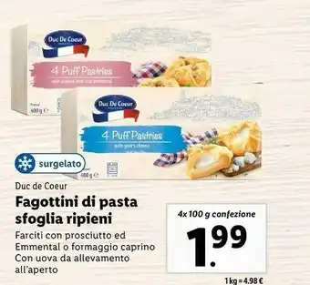 Lidl Fagottini di pasta sfoglia ripieni offerta