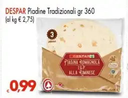 Eurospar DESPAR Piadine Tradizionali gr 360 offerta