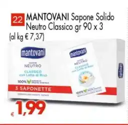 Eurospar MANTOVANI Sapone Solido Neutro Classico gr 90 x 3 offerta