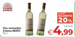 Eurospar Vino vermentino S'eleme MONTI offerta