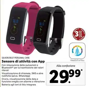 Lidl Personal care health for you sensore di attività con app offerta