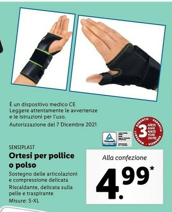 Lidl Sensiplast ortesi per pollice o polso offerta