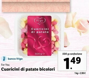 Lidl For you cuoricini di patate bicolori offerta