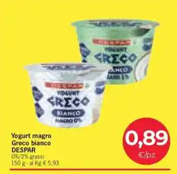 Eurospar Yogurt magro Greco bianco offerta