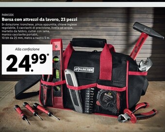 Lidl Parkside borsa con attrezzi da lavoro, 23 pezzi offerta