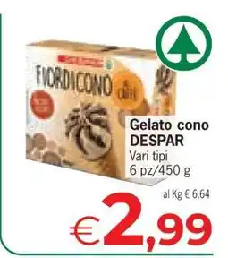 Eurospar Gelato cono DESPAR offerta