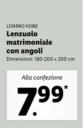 Lidl Livarno home lenzuolo matrimoniale con angoli offerta