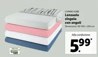 Lidl Livarno home lenzuolo singolo con angoli offerta