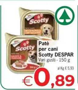Eurospar Patè per cani Scotty DESPAR offerta