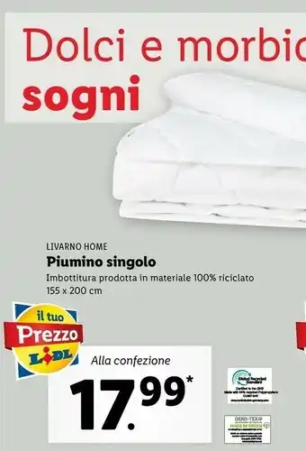 Lidl Livarno home piumino singolo offerta