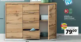 Lidl Livarno home mobiletto con 2 ante e 4 cassetti offerta