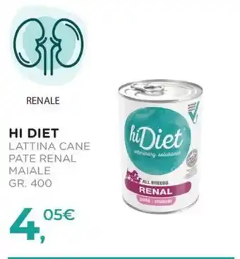 Arcaplanet Hi Diet lattina cane pate renal maiale offerta