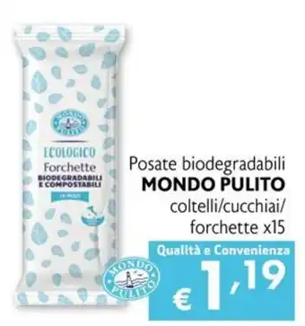 Posate biodegradabili MONDO PULITO