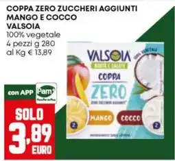 Panorama Coppa zero zuccheri aggiunti mango e cocco Valsoia offerta