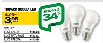 Bricofer Tripack goccia led offerta